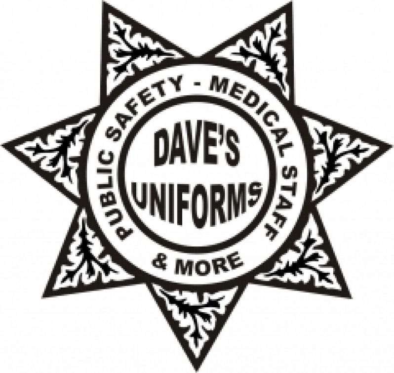 LASER ETCHED DAVE'S UNIFORMS BADGE LOGO.